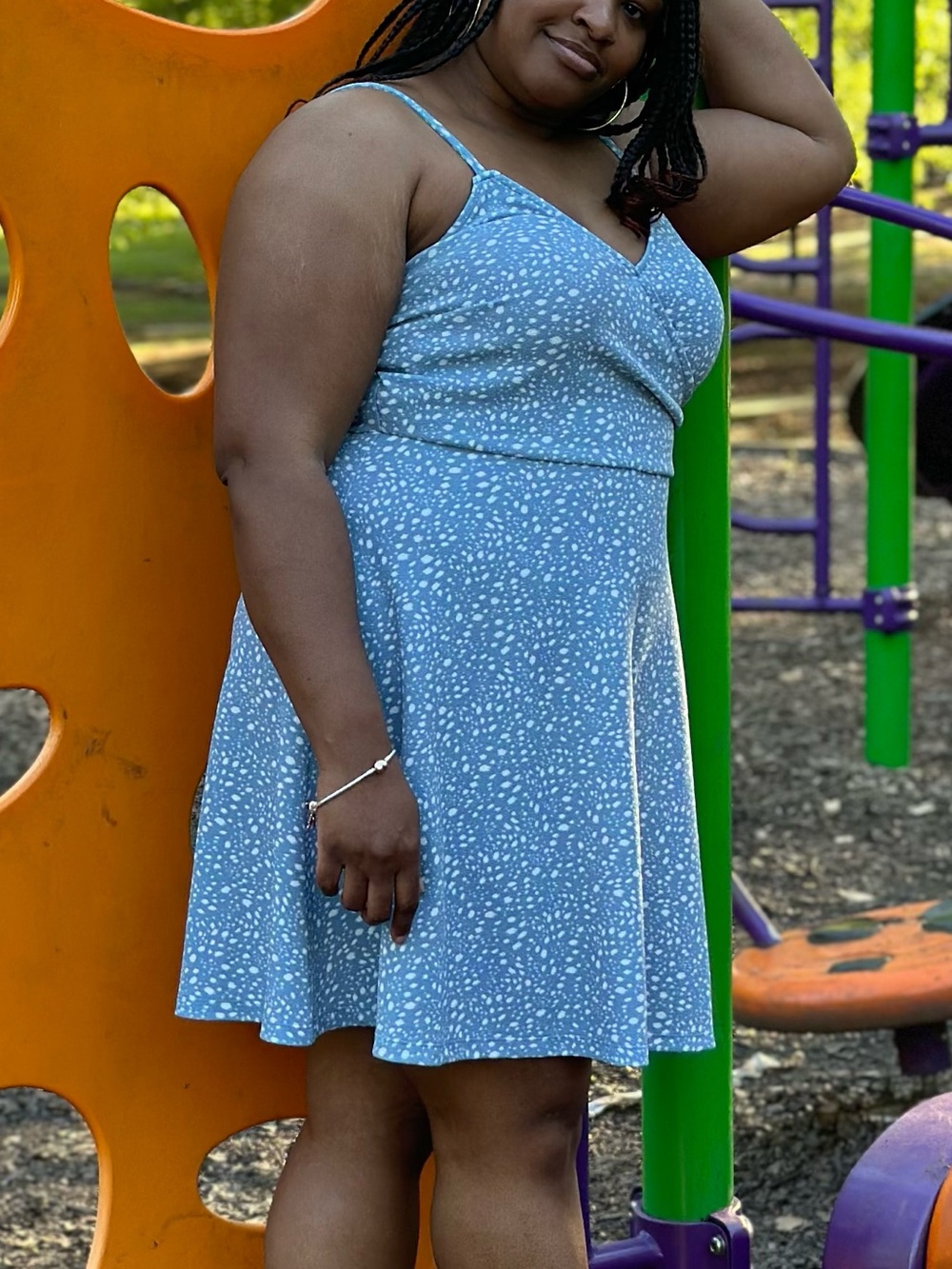 Forever 21 Plus Blue Printed Fit & Flare Mini Dress Size 1X